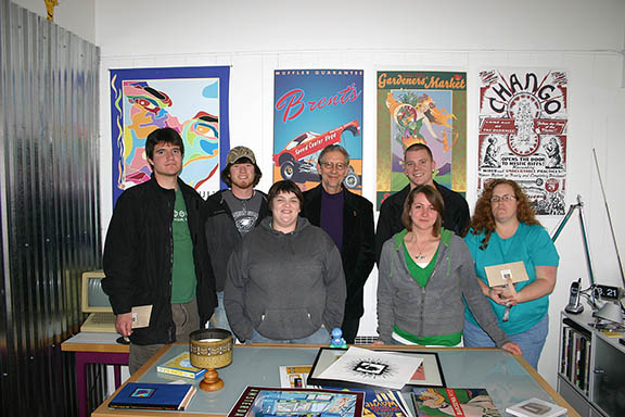 Students with artist Bob Bissland