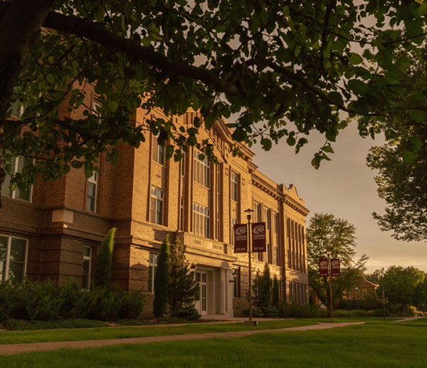 Old Admin at sunset