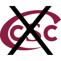 CSC logo recreated with incorrect elements, covered with a large X.