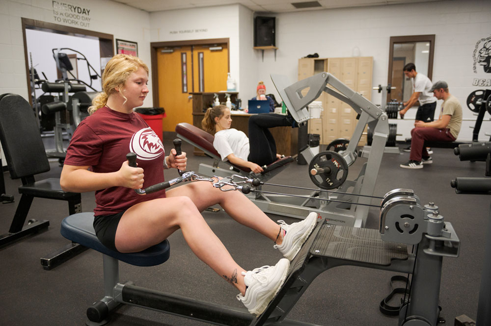 Students work on strength training exercises
