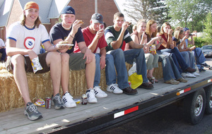 Chadron State freshmen enjoy burgers from last year's Jump Start barbecue.