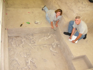 Jennifer and Josh Balmat at the Hudson-Meng Bison Bonebed.