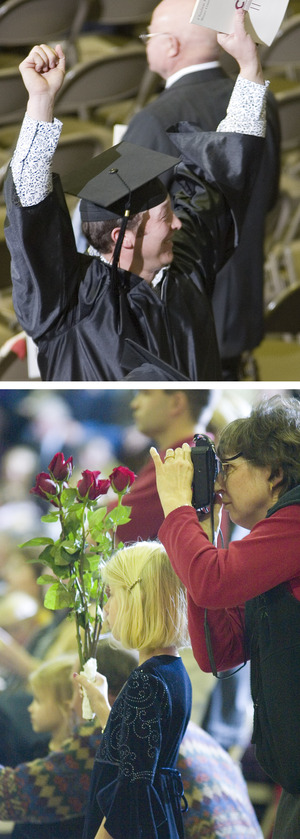 Levi Kosmicki celebrates earning the bachelor of science degree.