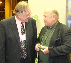 John Wunder, president of Mari Sandoz Heritage Society, and former CSC Dean Don Green.