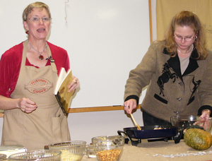 Two women cooking