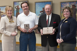 Mike Westerbuhr and Harold Krueger received recognition from CSC President Janie Park and Ann Dockweiler, college nurse.