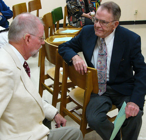 Dr. Dorset Graves visits with one of his protégés, Dr. Mike Cartwright.