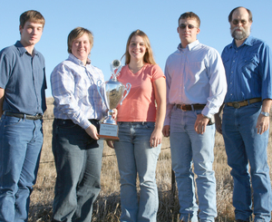 Members of the winning team Dan Reuterbories, Jenny Walker, Kimmy Mott, Craig Eddie, and Dr. Chuck Butterfield, the mentor.