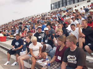 New freshmen and their family members gather in Don Beebe Stadium on Thursday.