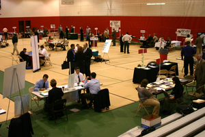 School administrators meet with job-seekers during Chadron State's annual Teacher Interview Day.