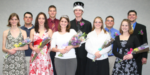 Mary Andrews, Avery Shaw, Queen Kelsey Stevens, Erin Legerski and Shannon Anslover. Back, Kyle Demoray, Jack Sides, King Corey Wasserburger, Zach Nesbitt.