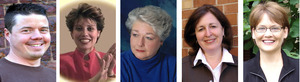 Composite photo of five conference speakers