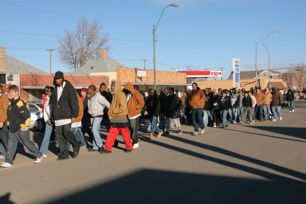 Chadron State College students and other community members march in honor of Martin Luther King Jr.