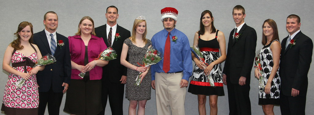 The 2009 Chadron State College Ivy Day royalty, from left: Ashley Krause, Nathan Stec, Rachel Wickman, Chance Galey, Erin Ridder, Tyler Lebsock, Sarah Pilakowski, Kyle Schmidt, Brittany Schultz and Danny Hanlon.