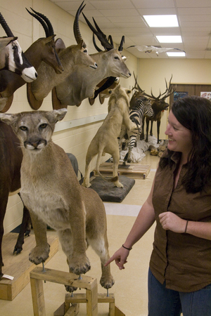 Teresa Zimmerman poses with taxidermy