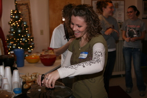 Brittney Deadmond helps prepare food