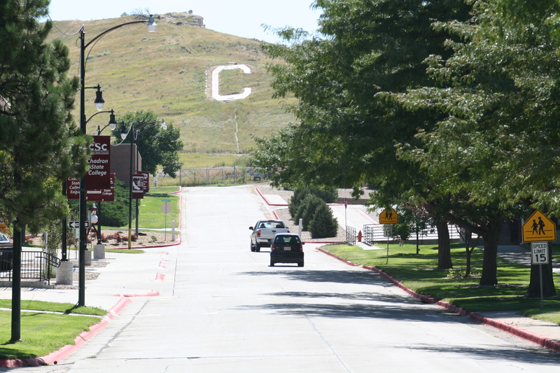 Evidence of Chadron State's experiments in lighting the letter on C Hill can be seen upon inspection.