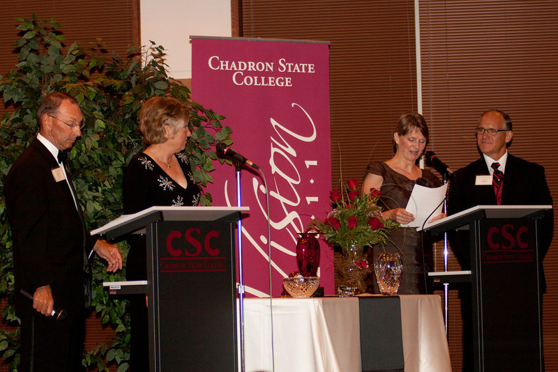 Randy Bauer, President Dr. Janie Park, Connie Rasmussen and Chad Emanuel gather to tell about the success of the foundation's Vision.