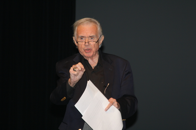 Ron Hull makes a point while speaking in Memorial Hall on Thursday.