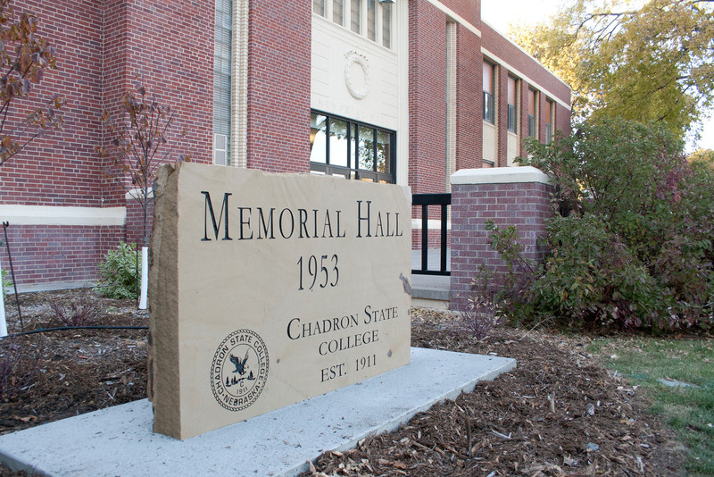 A new sign stands to mark Memorial Hall.