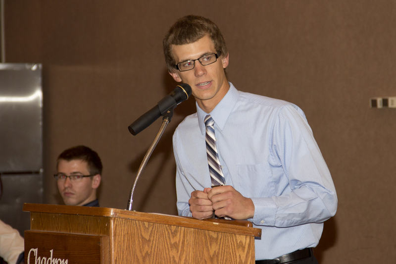 Health Professions Club president Kyle Klammer relives memories of his years as a CSC student. (Photo by Justin Haag)