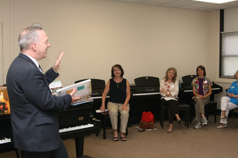 Dr. Jim Margetts, Chadron State College associate professor of music, presents information to area keyboard instructors during the 2010 Piano Teachers' Day Out. (Photo by Justin Haag)