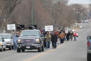 Participants of the Freedom March make their way downtown