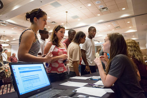 Cassie Ritzen greets students