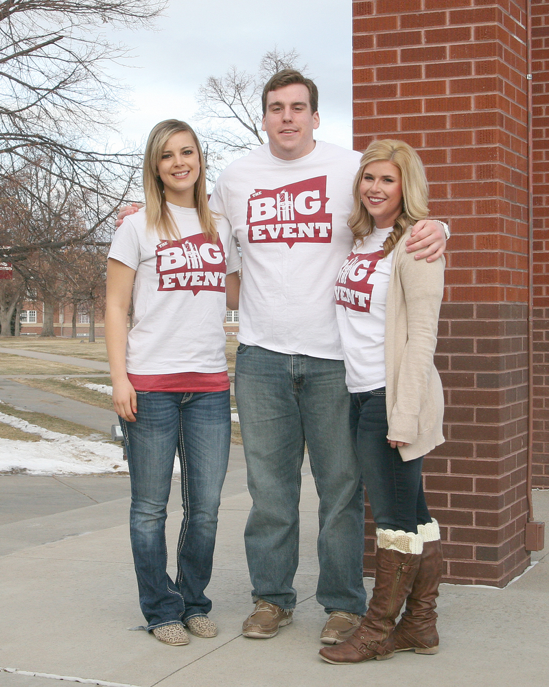 Chadron State College students Cheyenne Deering, Wall, S.D.; Samuel Parker, Harrison, Neb.; Justy Bullington, Mullen, Neb.The three will present about their experience last year during the annual Big Event Conference in late January at Texas A&M in College Station, Texas, the campus where the traditional day of service began.