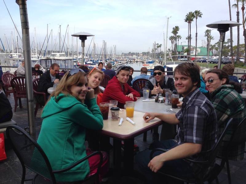 Chadron State College students on a break during the recent National Association of Music Merchants show in Anaheim, Calif. Left to right, Allison Hoover, Lauren Morris, Jack Royals, Kaleb Britton, Jeff McFarland, and Tanner Johns. Not pictured: Tom Frear, Don Frear and Nick Brooks.