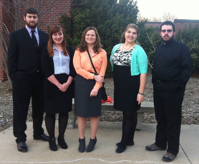 Five Chadron State College students presented at the Nebraska Academy of Sciences annual meeting. From left, Brady Baker of Kimball, Neb., Maggie Darnell of Chadron, Sarah Blackstone of Castle Rock, Colo., Stephanie Steele of Osceola, Neb., and David Draper of Valparaiso, Neb.