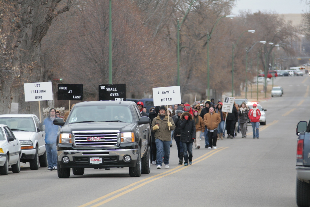 A past CSC Martin Luther King Day march on Chadron's Main Street.