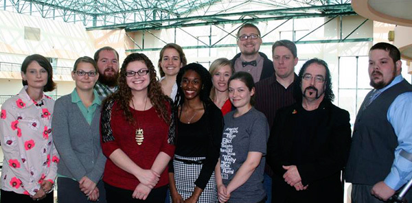 Chadron State College junior Hannah Clark, of Littleton, Colo., fifth from left, poses with other new student officers in the Sigma Tau Delta international English Honor Society. She was elected the High Plains Student Representative at the recent 2014 Sigma Tau Delta International Convention.