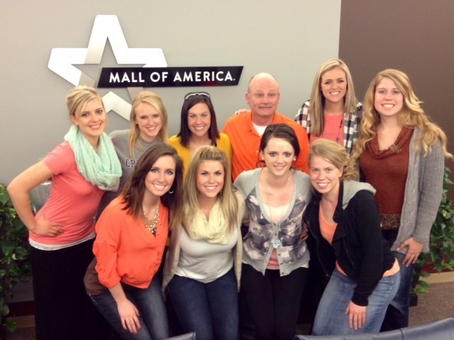 The Chadron State College Public Relations Club members pose with the V.P. of Public Relations at the Mall of America.