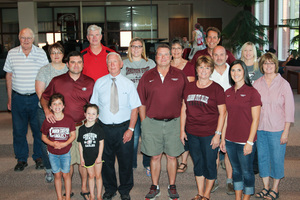 From left, back row: Harold Goetzinger, Shelly Geotzinger, Bruce Mowry, Carsen Mowry, Susan Goetzinger, Harold Mowry, Mark Hald and Marianne Mowry. Center row: James Mowry, Bill Mowry, Bryon Mowry, Cheryl Carr Mowry, Abigail Mowry and Cynthia Carr Hald. Front Row: Makena Mowry and Alana Mowry.