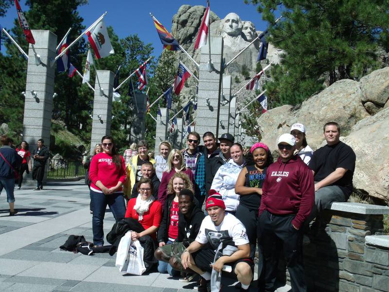 Chadron State College students participating in the Project Strive program enjoy an educational field trip to Mount Rushmore.