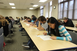 Students compete in the 54th annual Scholastic Contest in Old Admin Friday.