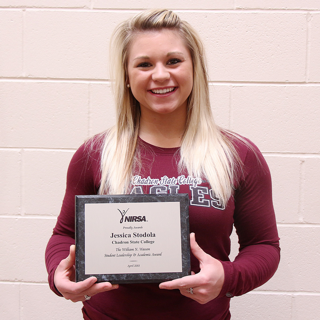 Jessica Stodola won the Region 5 William N. Wasson award at the National Intramural Recreation and Sport Association (NIRSA) annual conference.