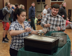 CSC students serve themselves food