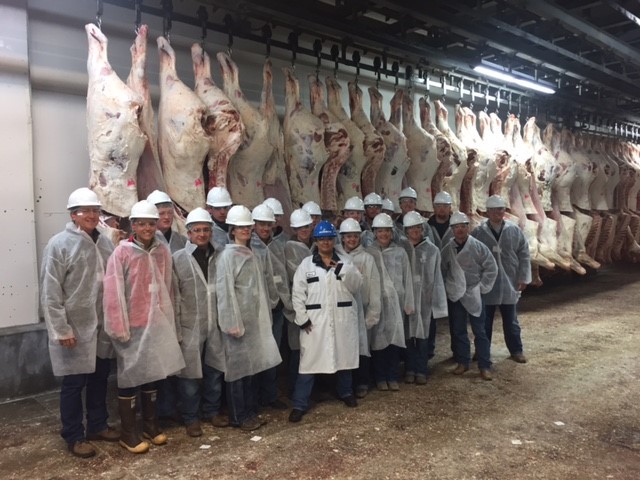 Chadron State College students enrolled in a Ruminant Production Lab pose at the Cargill Meat Solutions Plant near Ft. Morgan, Colorado