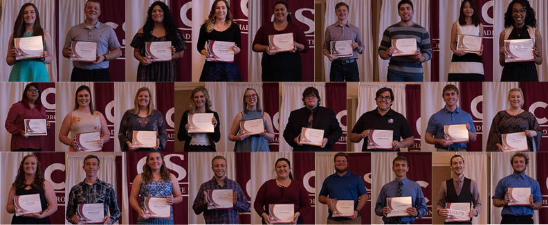 From top left: Laura Beth Larsen, Joel Schroeder, Gali Gomez, Elyse Helkenn, Christina Bravo, Travis Millikan, Christopher Wright, Yen Hai Nguyen, Nalani Stewart, Alma Salgado, Rebecca Wellnitz, Quentin Baxter, Emily Parker, Jennaya Hill, Joseph Keating, Andrew Wilson, Jaycob Curran, Taylor Thies, Ashtyn Faehnrich, Erika Geary, Ashley Gebhard, Morgan Smith, Christina Bravo, Dylan Goodman