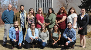 Students pose in front of King Library