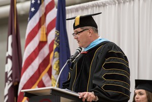 Dr. Randy Rhine speaks at commencement