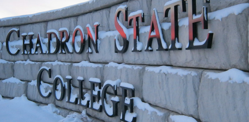 Welcome sign on the east end of the Chadron State College campus