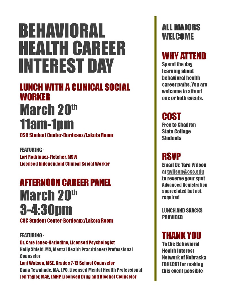 2019-03-20 Behavioral health careers topic of Wednesday program