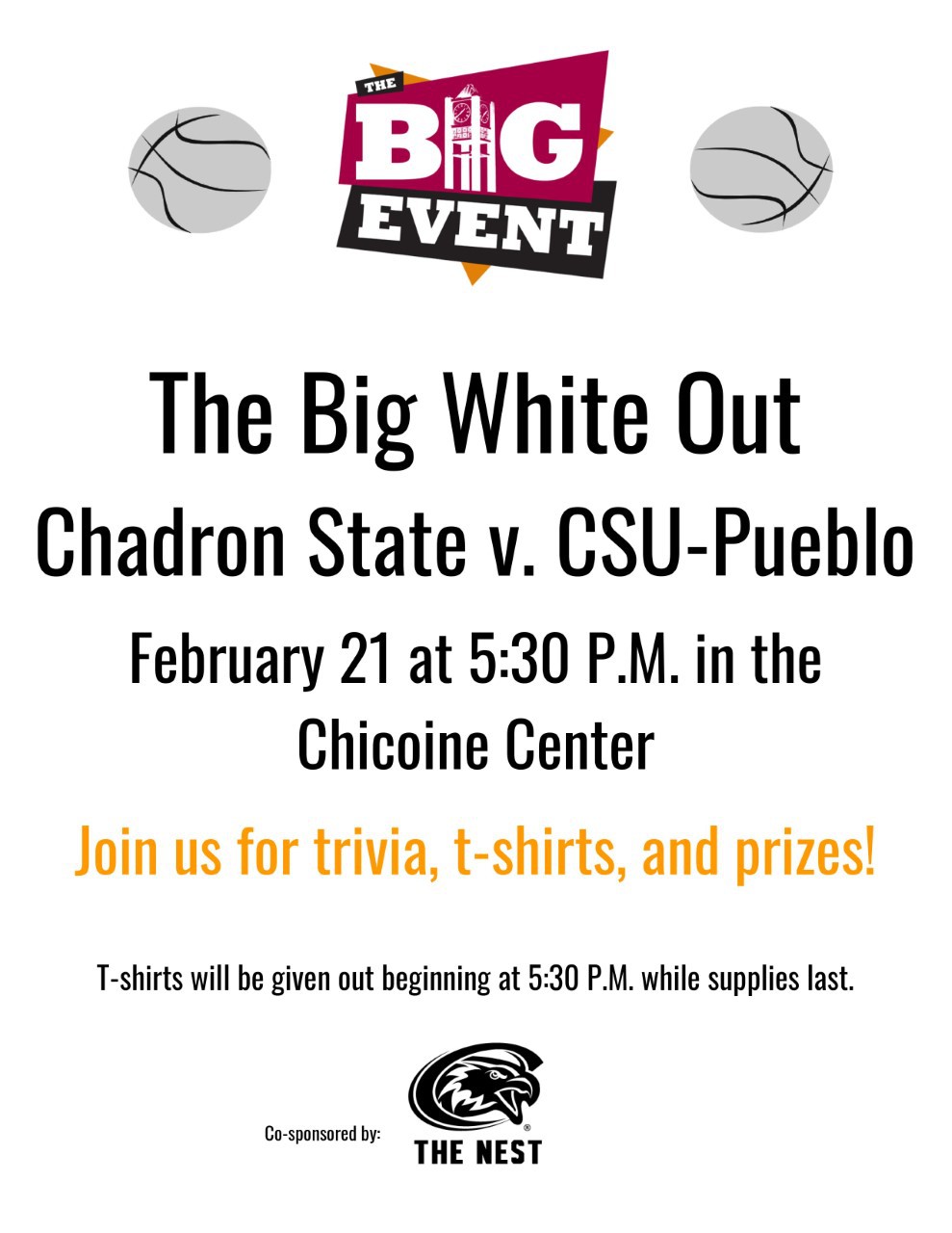 The Big Event and The Nest to host ‘White Out’ Graphic Poster