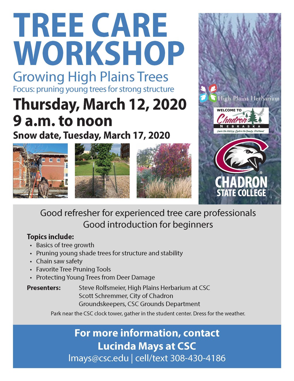 Tree Care Workshop Poster with information.