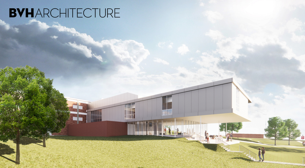 An architectural rendering of Chadron State College's Math Science COIL facing southwest