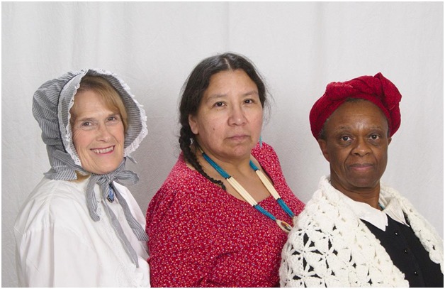 Chadron State College alumna Lillian Witt, Geraldine Goes In Center, and Joyce Jefferson