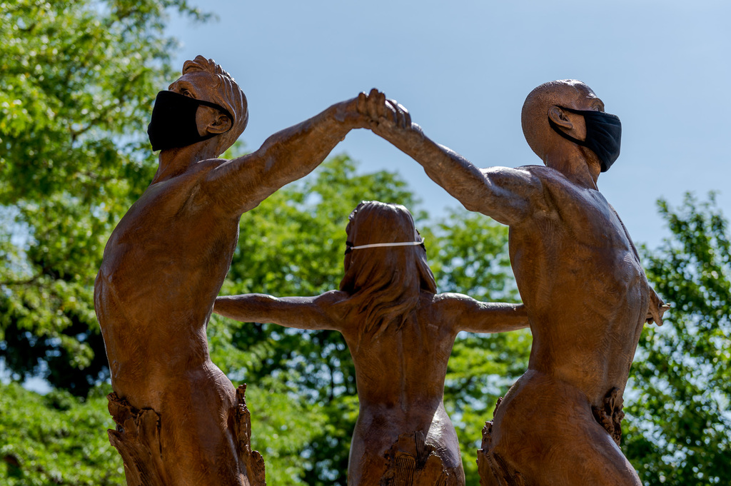 The Muses at the west entrance to Old Admin on the Chadron State College campus.